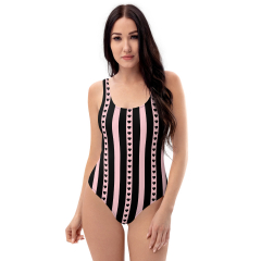 Pink Hearts and Stripes Swimsuit