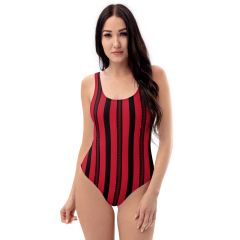 Black and Red Sulfur Stripe Swimsuit