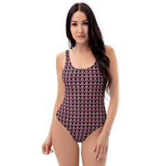 Pink and Black Sulfur Print Swimsuit