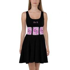 No U Reverse Heart Card Skater Dress