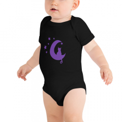 Cat Moon short sleeve baby bodysuit