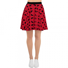 Red Butterfly Print Skater Skirt