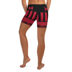 Black and Red Pinup Bow Biker Shorts